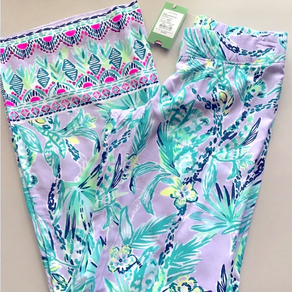 Lilly Pulitzer NWT 33" Bal Harbour Palazzo Pants Its Impawsible $128 Size 2XS - Picture 5 of 10